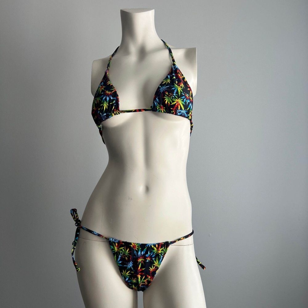 Women's Bikini Rainbow 420 Size Small with Bucket Hat